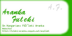 aranka fuleki business card